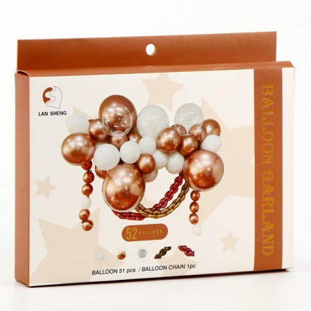 Set for creating compositions from balloons, set of 52 pcs., White, bronze-1