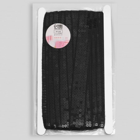 Decorative tape with square sequins, 2.5 cm, 9 ± 0.5 m, black color-2