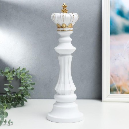 Souvenir Polystone "Chess Figure - King" White with gold 40.5x13x13 cm