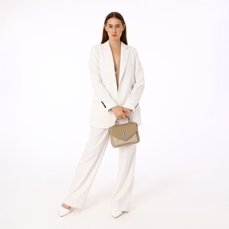 Women's bag on the Textura valve, small size, milk color-9