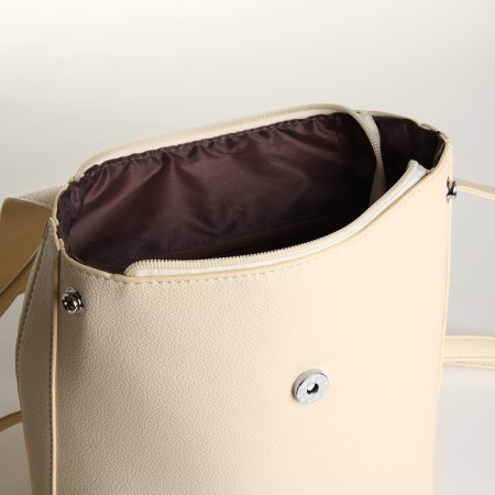 City backpack of artificial leather with lightning, milk color-3
