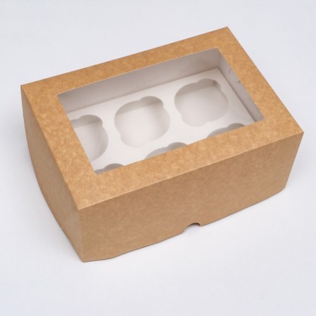 Packaging for 6 cupcakes with a window, craft, 25 x 17 x 10 cm-1