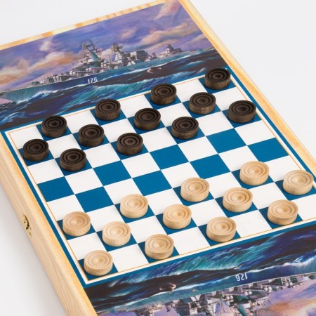 NARDS "Rocket cruiser", wooden board 60 x 60 cm, with a field for playing checkers-2