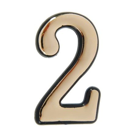 Door number "2", plastic, gold color