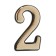 Door number "2", plastic, gold color
