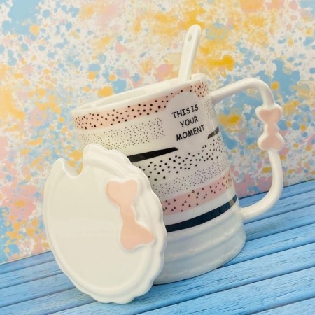 Lenardi mug, with a lid and spoon, porcelain, 400 ml