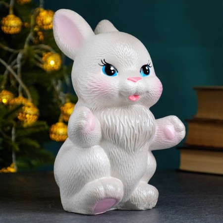 Piggy bank "joyful hare" gray, 21cm