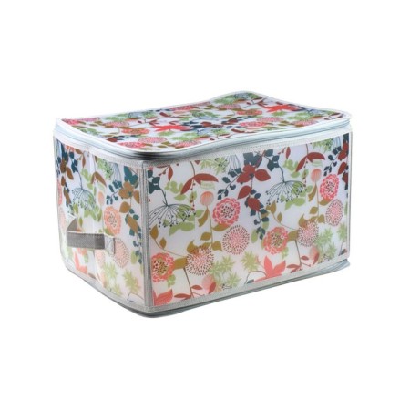 Folding box on the zipper "Summer", 40x30x25 cm, gray with flowers