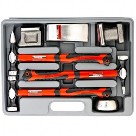 Set of Richthoe Matrix, 3 hammers with fiberglass handles, 4 anvils, in boxing-7