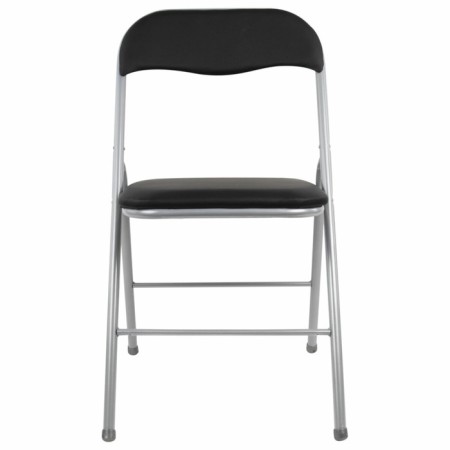 Folding stool Brabix Golf CF-007, silver frame, leatherette, black-1