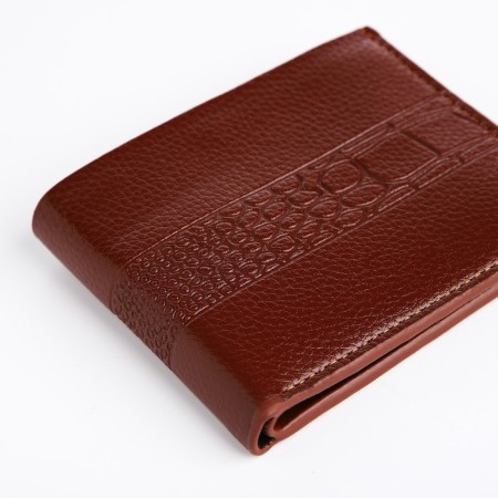 Male purse without a fastener, department for bills, for maps, color light brown-2