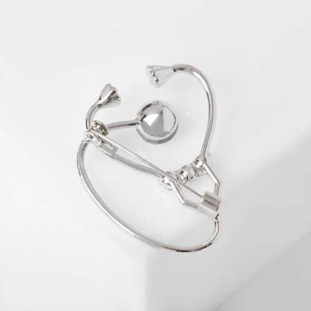 Brooch "Stethoscope" is large, the color is white in silver-1