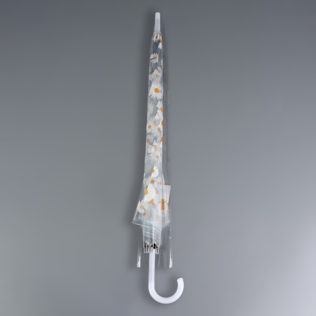 Umbrella - a semiautomatic “chamomile” cane, 8 spokes, r = 45 cm, transparent/white color-3