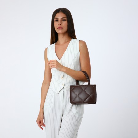 Bag Women's Tout with zipper, brown color-1