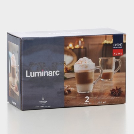 Glass mug "Coffee tasting time", 320 ml, 2 pcs-5