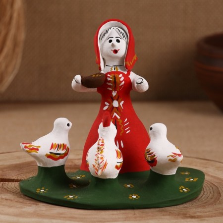 Souvenir "Baba with chickens", 12 × 10 × 12 cm, Kargopol toy, mix-4