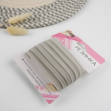 Decorative elastic band, 17 mm, 10 ± 1 m, light gray color-1
