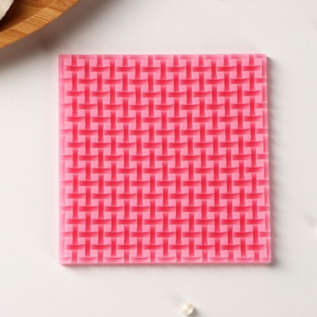 Mold "Texture", silicone, 9.3 × 9.3 × 0.6 cm, pink color-1