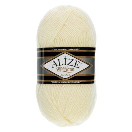 Yarn "Superlana Klasik" 25% wool, 75% acrylic 280m/100g (01 cream)-1