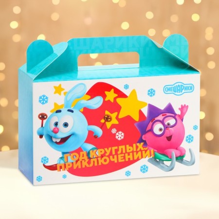 New Year. Gift box New Year's gift Small "Smeshariki" License 17.5 x 7 x 10.5 cm (+3.5 cm).