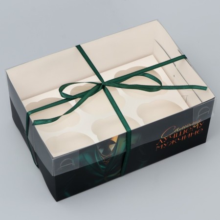 Capcake box, confectionery packaging, 6 cells "Style" 23 x 16 x 10 cm-2