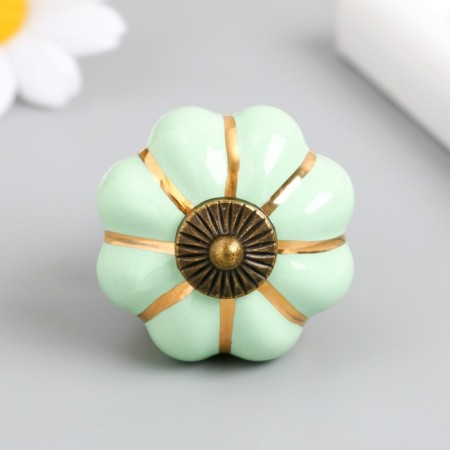 Handle for the casket ceramics, metal "Pumpkin" pistachio 4x4x4 cm