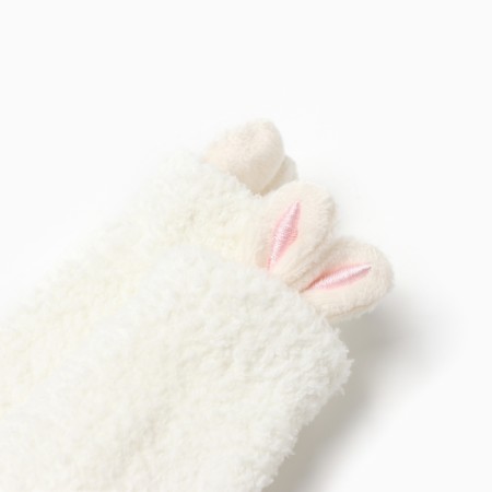 Women's terry terry minku with ears, white color, size 36-39 (23-25 ​​cm)-1