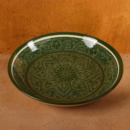 Lryagan Round Rishtan Ceramics, Green, 25cm, Mix
