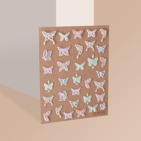 Nail stickers "butterflies", voluminous, multi -colored-1