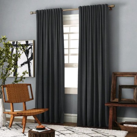 Set of curtains "Ibiza", size 200 x 270 cm - 2 pcs, picking - 2 pcs, dark - gray