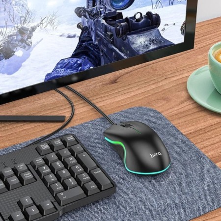 Hoco GM19 mouse, game, wired, backlight, 1000 dpi, black-4