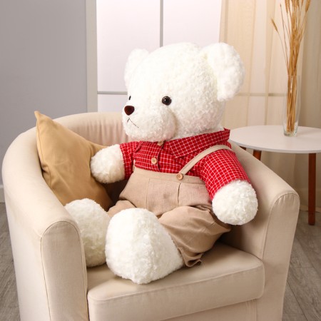 Soft toy "Bear", in a red shirt, 100 cm, white color-2