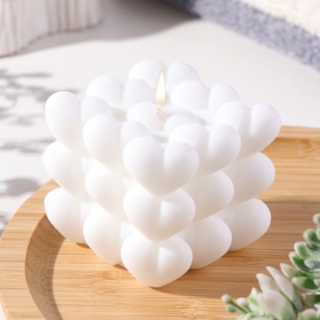 Figure candle "Babble Heart" 6 cm, white