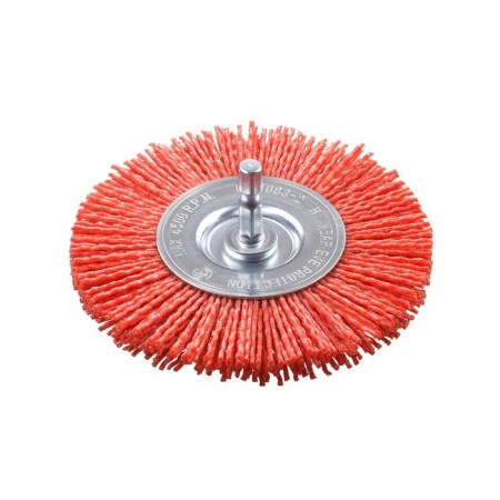 The brush is flat for the drill kwb, d = 100 mm, the shank d = 6 mm, stiff, nylon with aluminum oxide
