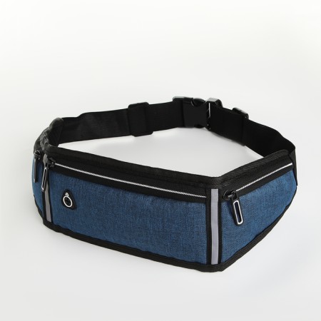 Lightning waist bag, 3 departments, blue color