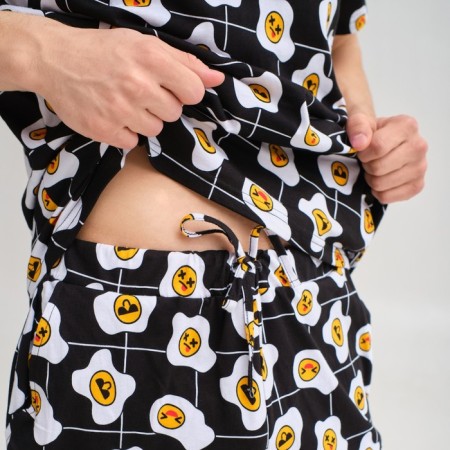 Pajama men's kaftan "eggs" R.48, black-4