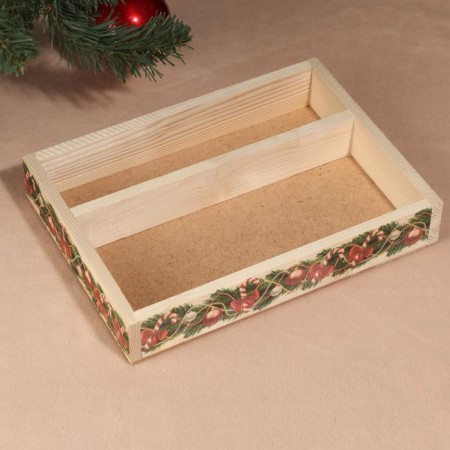 Cashpot box Gift "New Year's garland", 2 departments, 25.5 × 20 × 5 cm-1