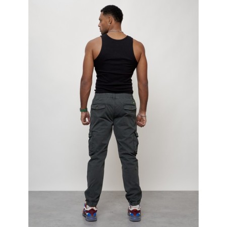 Cargo jeans male, size 50-52, dark gray color-10