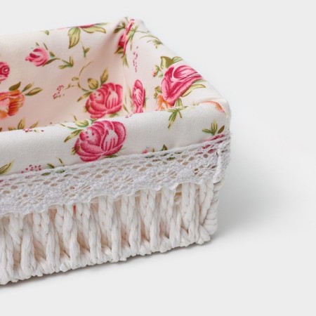 Set of storage baskets, manual weaving, 3 pcs: from 19 × 13 × 8 cm to 26 × 20 × 11 cm, white color-4