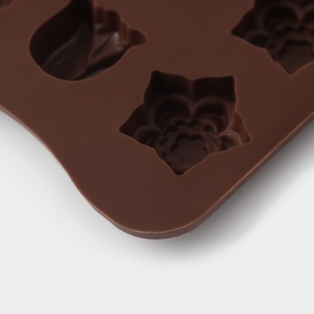Form for chocolate “Polyana”, silicone, 20.5 × 10.5 × 1.5 cm, 15 cells (2.3 × 2.3 cm), brown color-3