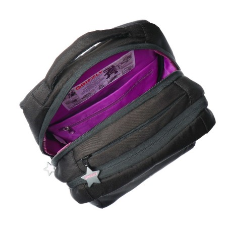 School backpack, 39 x 26 x 17 cm, Grizzly, "starfall", ergonomic back, black-8
