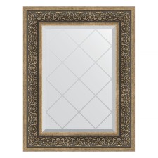 Mirror with engraving in the baguette frame, silver monogram 101 mm, 59x76 cm