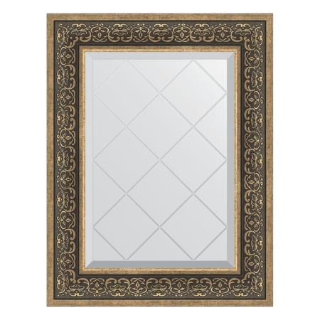 Mirror with engraving in the baguette frame, silver monogram 101 mm, 59x76 cm