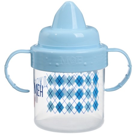 Children's Drinnik with a firm nose "Gentleman", 150 ml., With handles, blue color-9