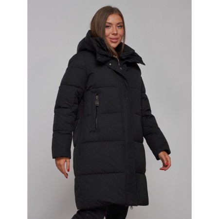 Coat insulated winter female, size 44, black color-11