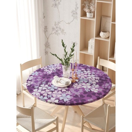 Tables on the table "Bright Lilac", Round, Oxford, elastic band, size 140x140 cm, diameter 105-120 cm-2