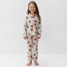 Новый год. Пижама детская (рубашка и брюки) KAFTAN "Мишка в шарфе" р.32 (110-116)