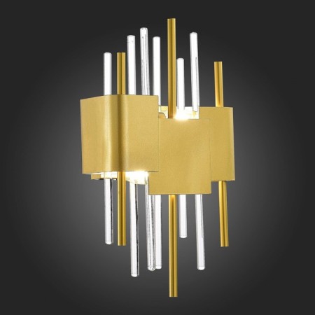 Sconces st. SL1633.201.02. Olvera. 2x40 watts, E14, 20x37 cm, matte gold color-2