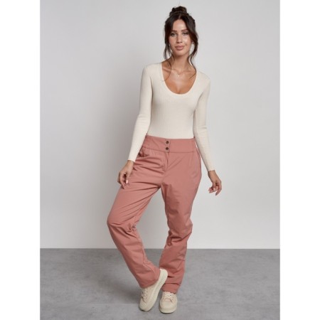 Warmed female trousers, size 50, color light brown-13
