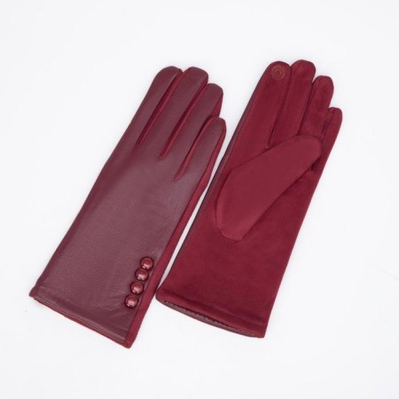 Gloves are female, dimensionless, without insulation, burgundy color